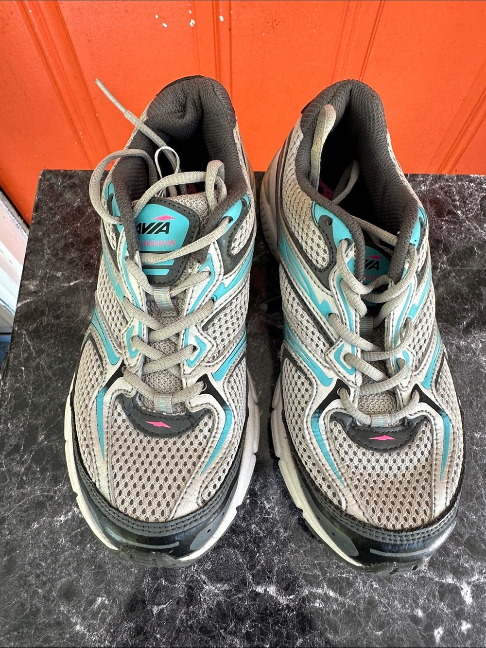 Avia Women's Gray and Teal Athletic Sneakers - Mesh Running Shoes
